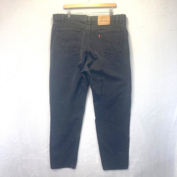 Vintage 90s Levis 550 Relaxed Fit Tapered Jeans Men 42x32 Black Loose Orange Tab - Picture 1 of 15